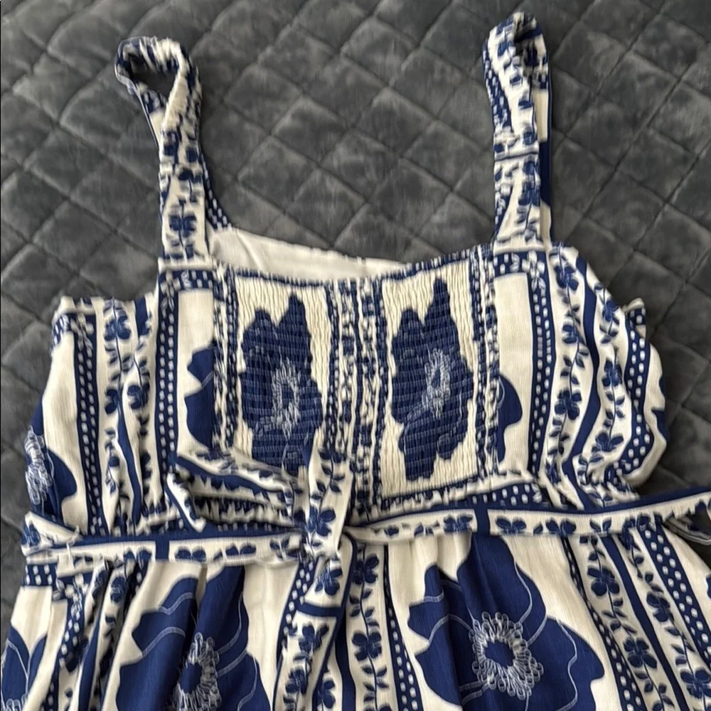 Draper James RSVP Navy and Cream midi dress floral embroidered look smocked XL - Picture 5 of 9